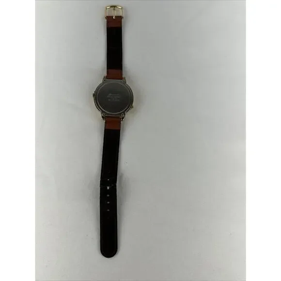Vintage Lorus Seiko Mickey Mouse Watch Musical It's Small World Brown Band